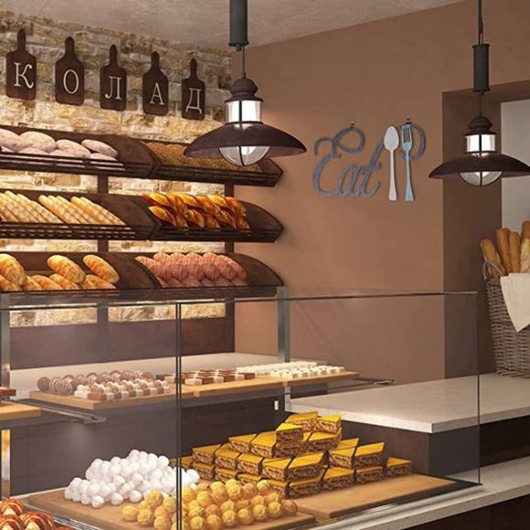 Rustic Wood Eat Spoon and Fork Sign Wall Decor Wooden Eat Letters Wall Sign with - Picture 8 of 10